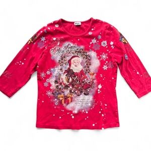 Studio Gem Q Vintage Christmas Red Santa Women’s Top Extra Large